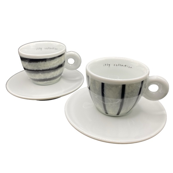 roberta p Other - Collection Black & White Ceramic Espresso Cup and Saucer Set